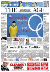 The Age (Australia) Newspaper Front Page for 3 August 2012