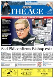 The Age (Australia) Newspaper Front Page for 3 August 2015