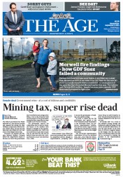 The Age (Australia) Newspaper Front Page for 3 September 2014