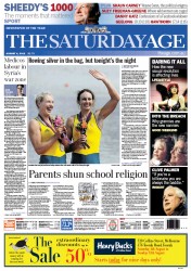 The Age (Australia) Newspaper Front Page for 4 August 2012
