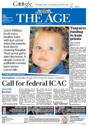 The Age (Australia) Newspaper Front Page for 5 December 2014