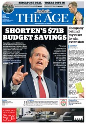 The Age (Australia) Newspaper Front Page for 6 May 2016