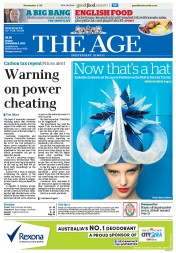 The Age (Australia) Newspaper Front Page for 8 November 2013