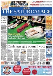 The Age (Australia) Newspaper Front Page for 8 December 2012