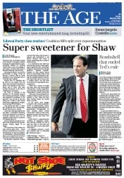 The Age (Australia) Newspaper Front Page for 8 March 2013