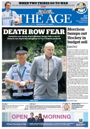 The Age (Australia) Newspaper Front Page for 8 May 2015