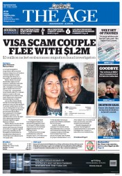 The Age (Australia) Newspaper Front Page for 8 August 2014