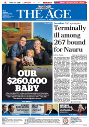 The Age (Australia) Newspaper Front Page for 9 February 2016