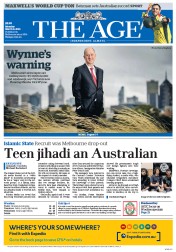 The Age (Australia) Newspaper Front Page for 9 March 2015