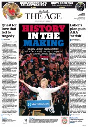 The Age (Australia) Newspaper Front Page for 9 June 2016