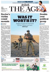 The Age (Australia) Newspaper Front Page for 9 September 2016