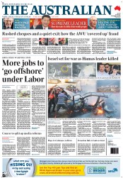The Australian (Australia) Newspaper Front Page for 16 November 2012