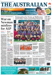 The Australian (Australia) Newspaper Front Page for 1 October 2012