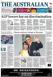The Australian (Australia) Newspaper Front Page for 20 November 2012