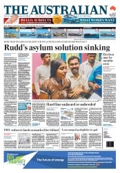 The Australian (Australia) Newspaper Front Page for 25 July 2013