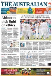 The Australian (Australia) Newspaper Front Page for 26 November 2012