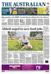 The Australian (Australia) Newspaper Front Page for 28 October 2013