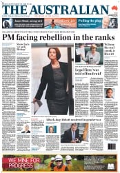 The Australian (Australia) Newspaper Front Page for 28 November 2012