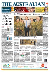 The Australian (Australia) Newspaper Front Page for 29 October 2013