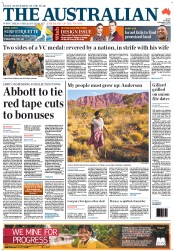 The Australian (Australia) Newspaper Front Page for 2 November 2012