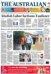The Australian (Australia) Newspaper Front Page for 5 December 2012