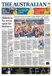 The Australian (Australia) Newspaper Front Page for 7 October 2013
