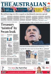 The Australian (Australia) Newspaper Front Page for 7 November 2012