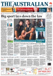 The Australian (Australia) Newspaper Front Page for 8 February 2013