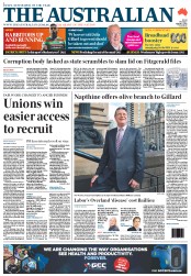 The Australian (Australia) Newspaper Front Page for 8 March 2013