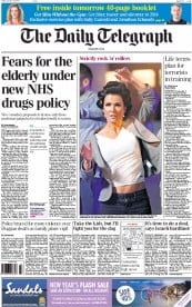 The Daily Telegraph (UK) Newspaper Front Page for 10 January 2014