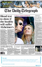 The Daily Telegraph Newspaper Front Page (UK) for 10 March 2014