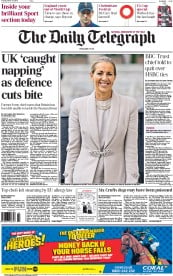 The Daily Telegraph (UK) Newspaper Front Page for 10 March 2015