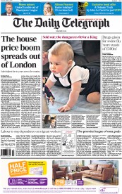 The Daily Telegraph Newspaper Front Page (UK) for 10 April 2014