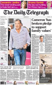 The Daily Telegraph (UK) Newspaper Front Page for 10 May 2011