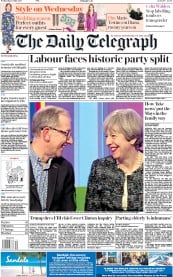 The Daily Telegraph (UK) Newspaper Front Page for 10 May 2017