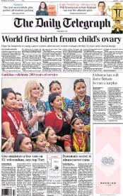 The Daily Telegraph (UK) Newspaper Front Page for 10 June 2015