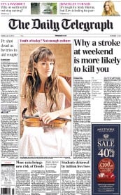 The Daily Telegraph (UK) Newspaper Front Page for 10 July 2012