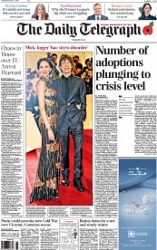 The Daily Telegraph (UK) Newspaper Front Page for 11 November 2014