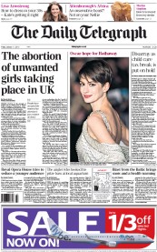 The Daily Telegraph (UK) Newspaper Front Page for 11 January 2013