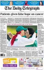 The Daily Telegraph Newspaper Front Page (UK) for 11 April 2014