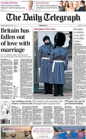 The Daily Telegraph Newspaper Front Page (UK) for 12 December 2012