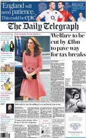 The Daily Telegraph (UK) Newspaper Front Page for 12 March 2016