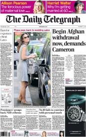The Daily Telegraph (UK) Newspaper Front Page for 12 May 2011