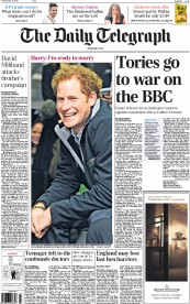 The Daily Telegraph Newspaper Front Page (UK) for 12 May 2015