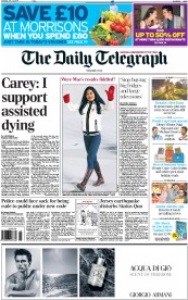 The Daily Telegraph Newspaper Front Page (UK) for 12 July 2014