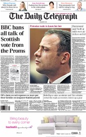The Daily Telegraph (UK) Newspaper Front Page for 12 September 2014