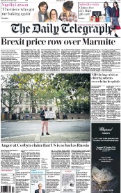 The Daily Telegraph (UK) Newspaper Front Page for 13 October 2016