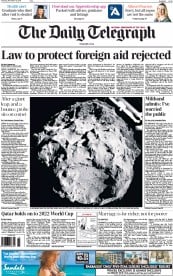 The Daily Telegraph Newspaper Front Page (UK) for 13 November 2014