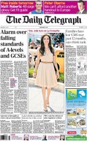 The Daily Telegraph (UK) Newspaper Front Page for 13 May 2011
