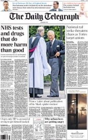 The Daily Telegraph Newspaper Front Page (UK) for 13 May 2015